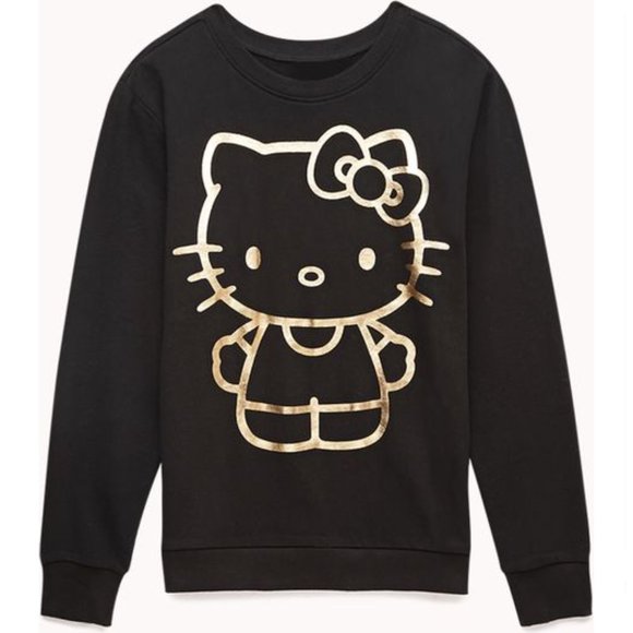 SANRIO Hello Kitty black & gold sweatshirt size M - Picture 1 of 7
